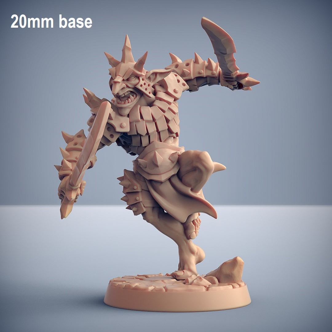 Image shows an 3D render of a hobgoblin warrior gaming miniature