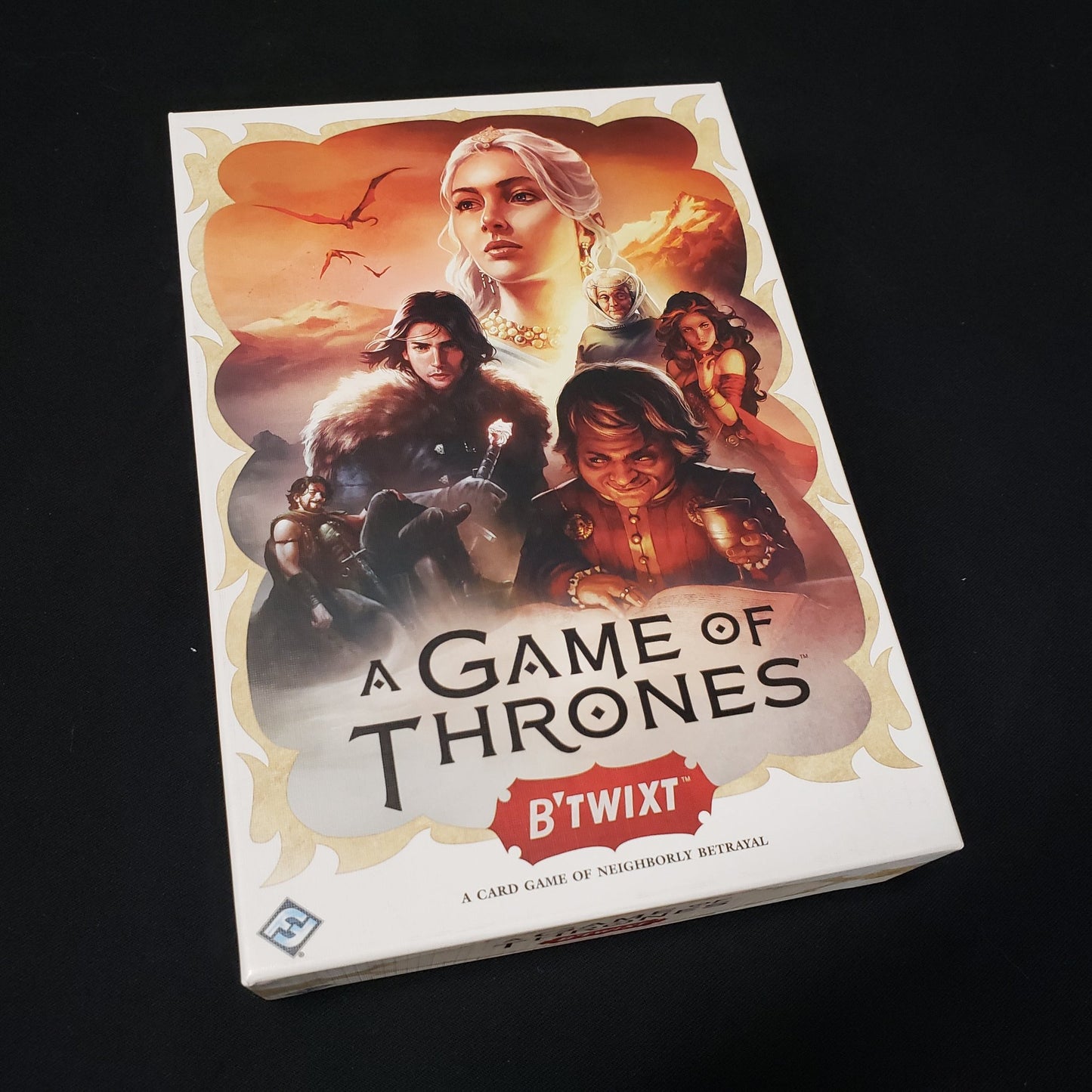 Image shows the front cover of the box of the board game A Game of Thrones B'Twixt