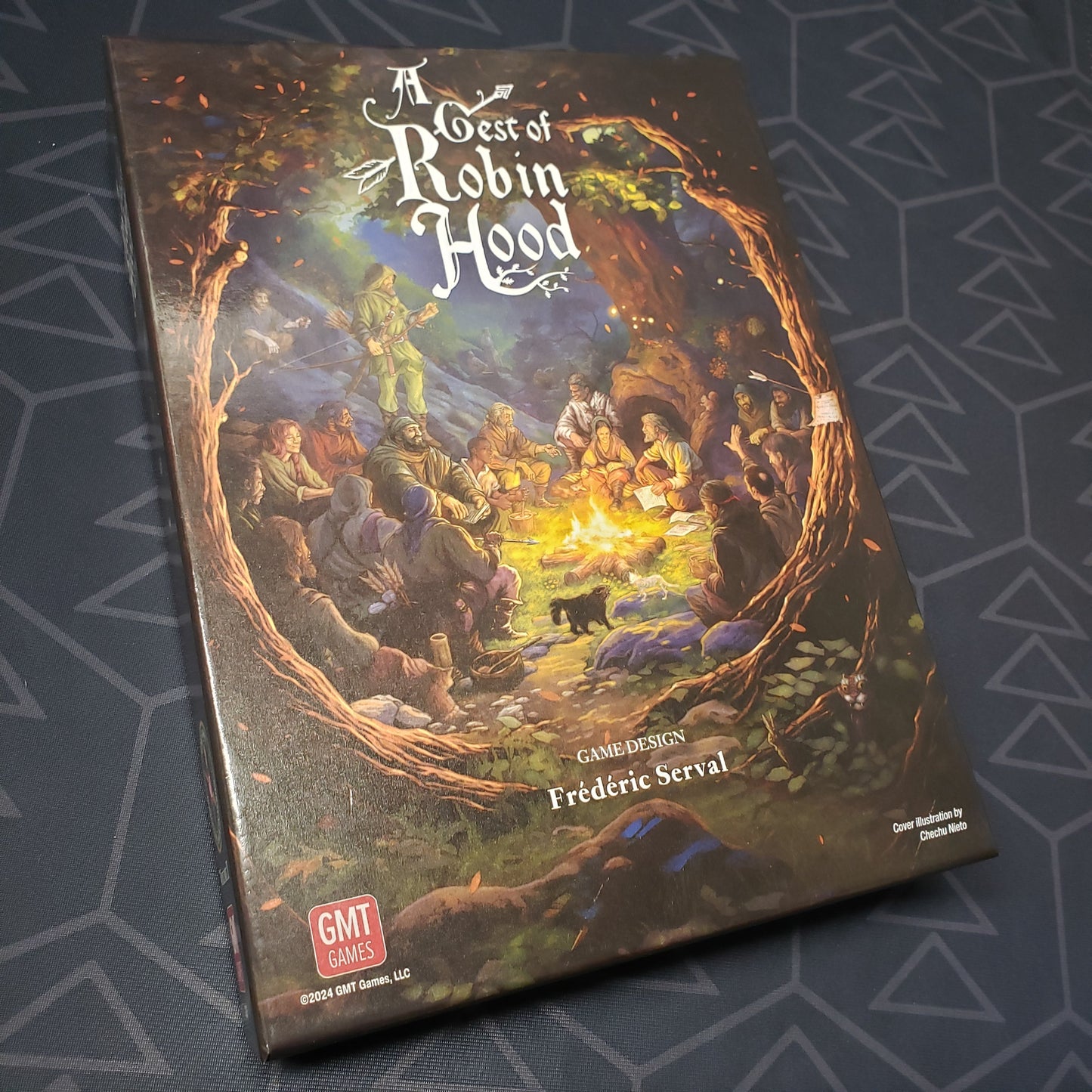 Image shows the front cover of the box for the board game A Gest of Robin Hood
