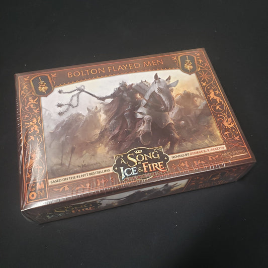 Image shows the front cover of the box for the Bolton Flayed Men expansion from the A Song of Ice & Fire Miniatures Game