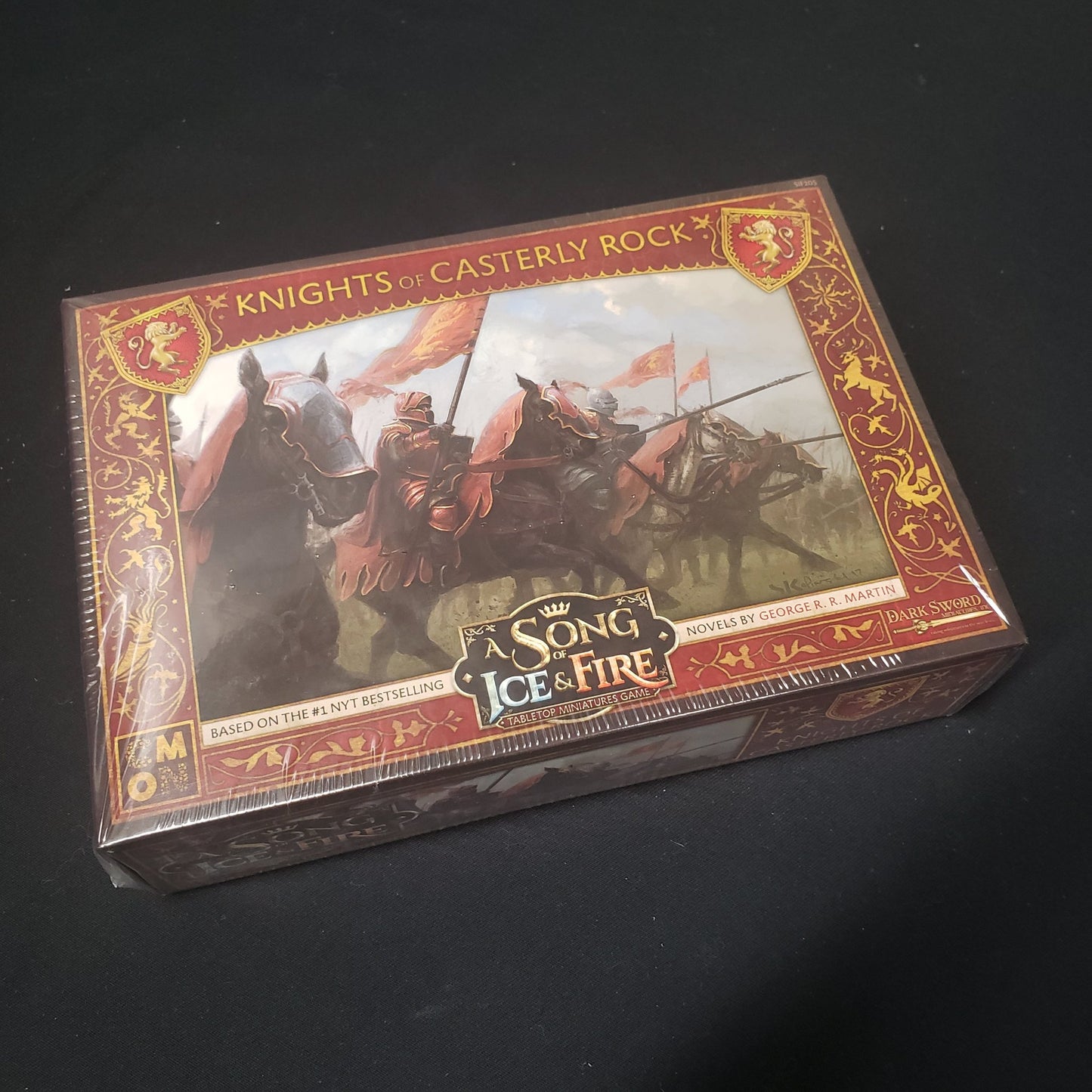 Image shows the front cover of the box for the Knights of Casterly Rock expansion from the A Song of Ice & Fire Miniatures Game