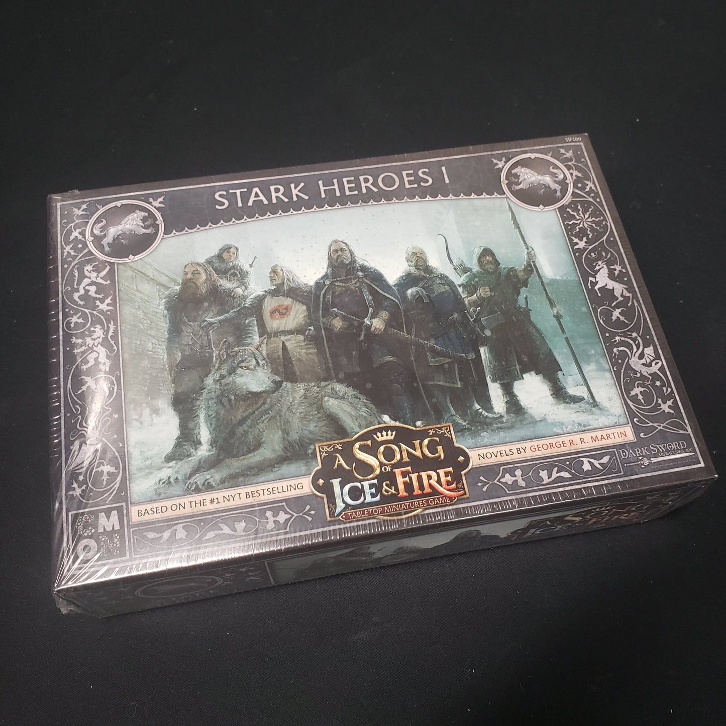 Image shows the front cover of the box for the Stark Heroes I expansion from the A Song of Ice & Fire Miniatures Game