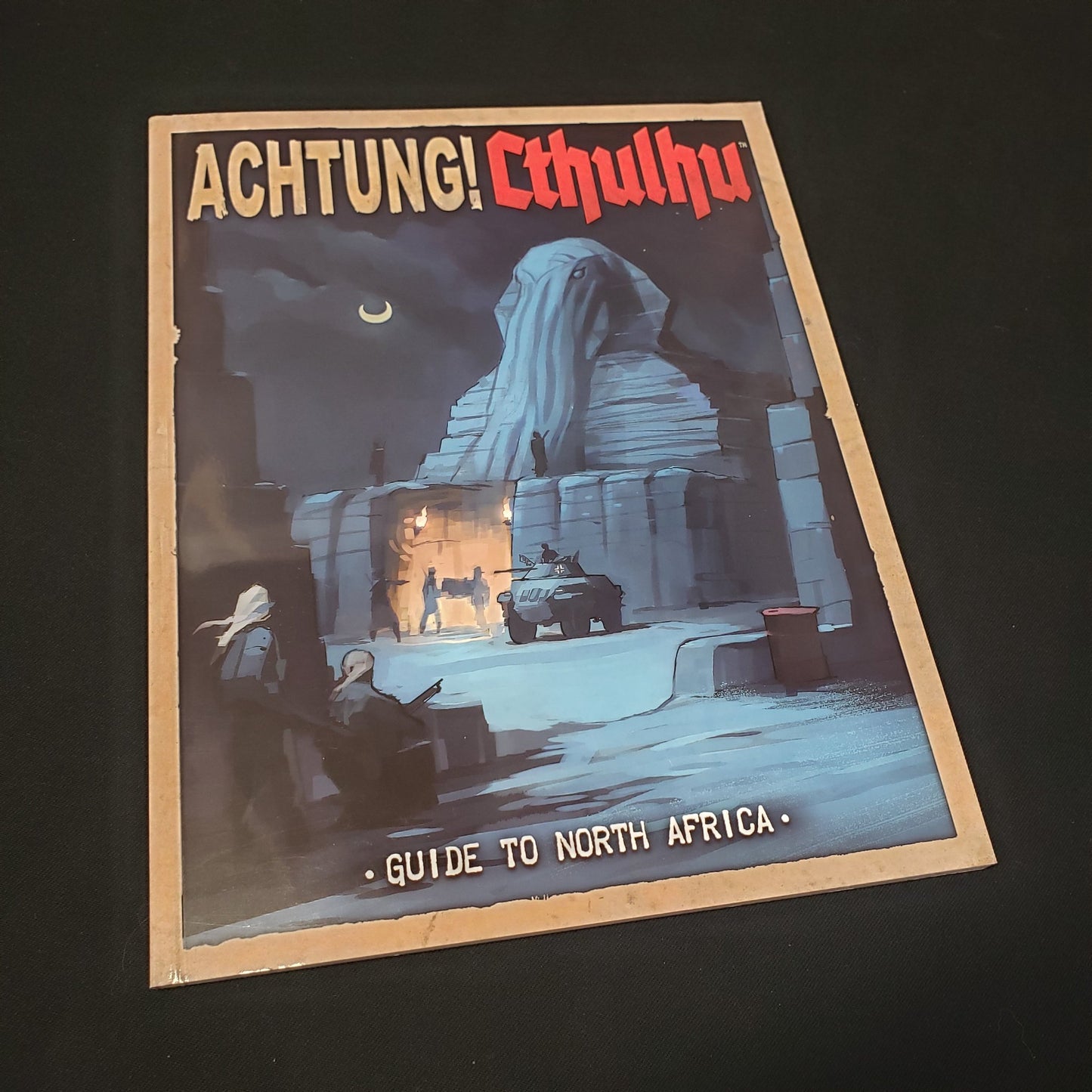 Image shows the front cover of the Guide to North Africa book for the roleplaying game Achtung! Cthulhu