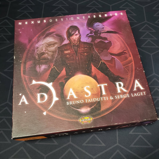 Image shows the front cover of the box of the Ad Astra board game