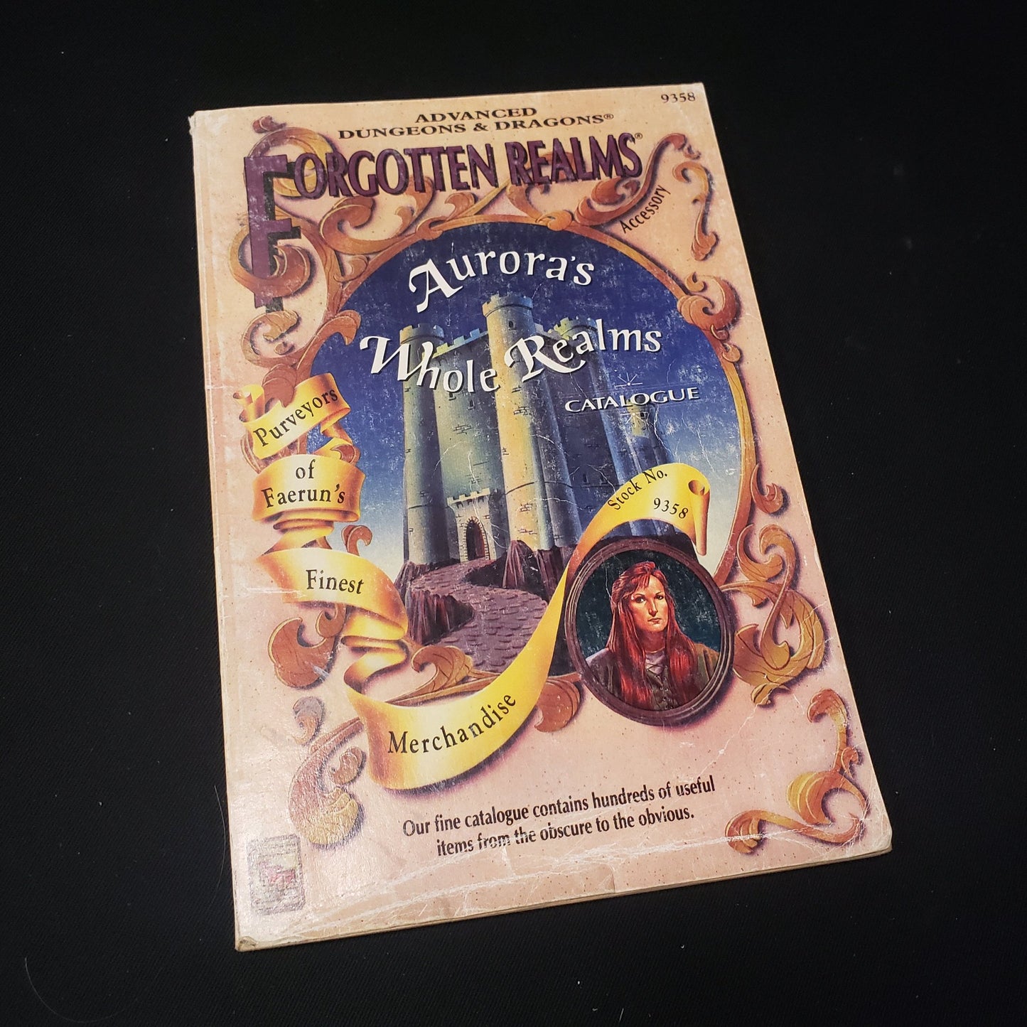 Image shows the front cover of the Aurora's Whole Realms Catalogue book for the roleplaying game Advanced Dungeons & Dragons: Second Edition