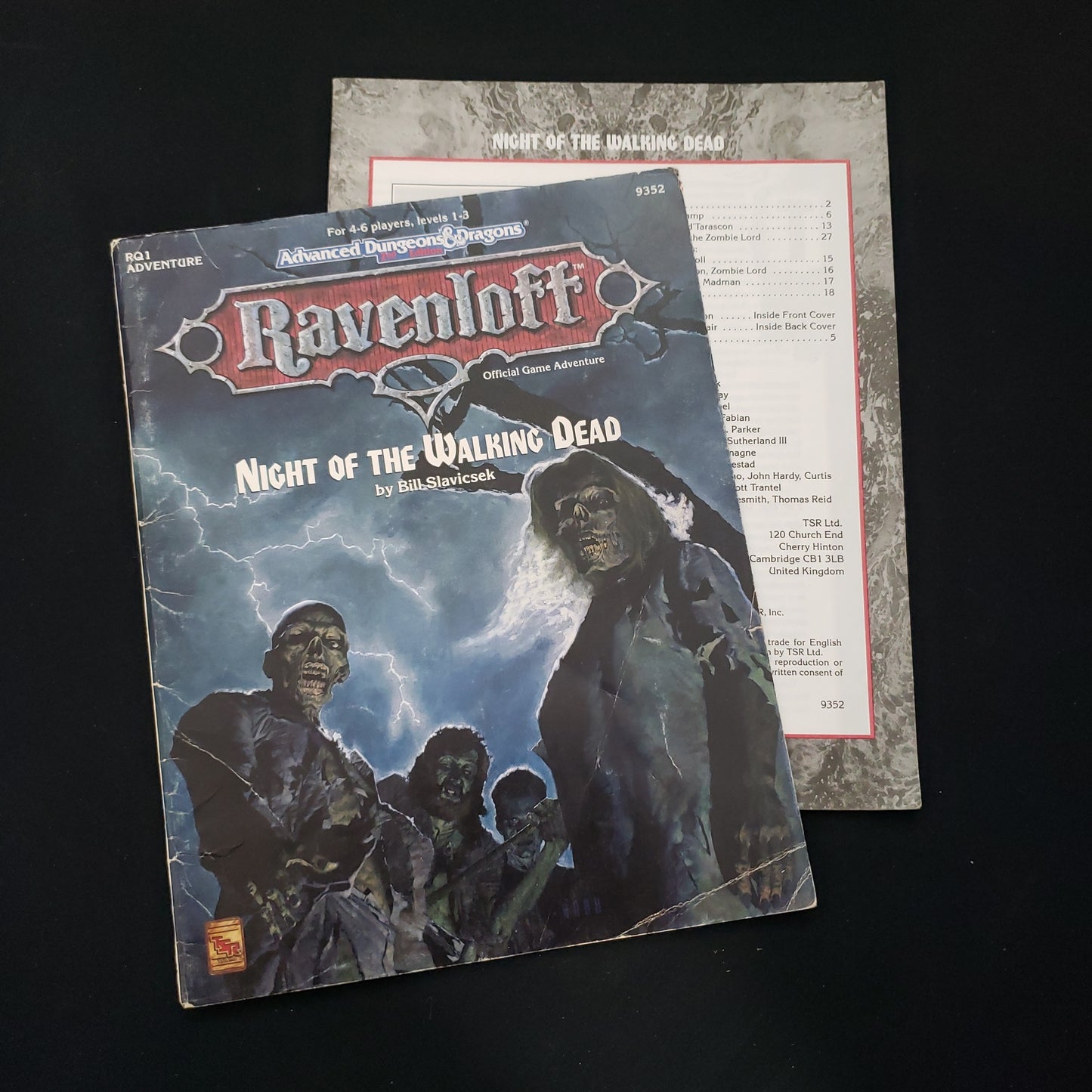 Image shows the front cover of the Ravenloft: Night of the Walking Dead book for the Advanced Dungeons & Dragon 2E roleplaying game