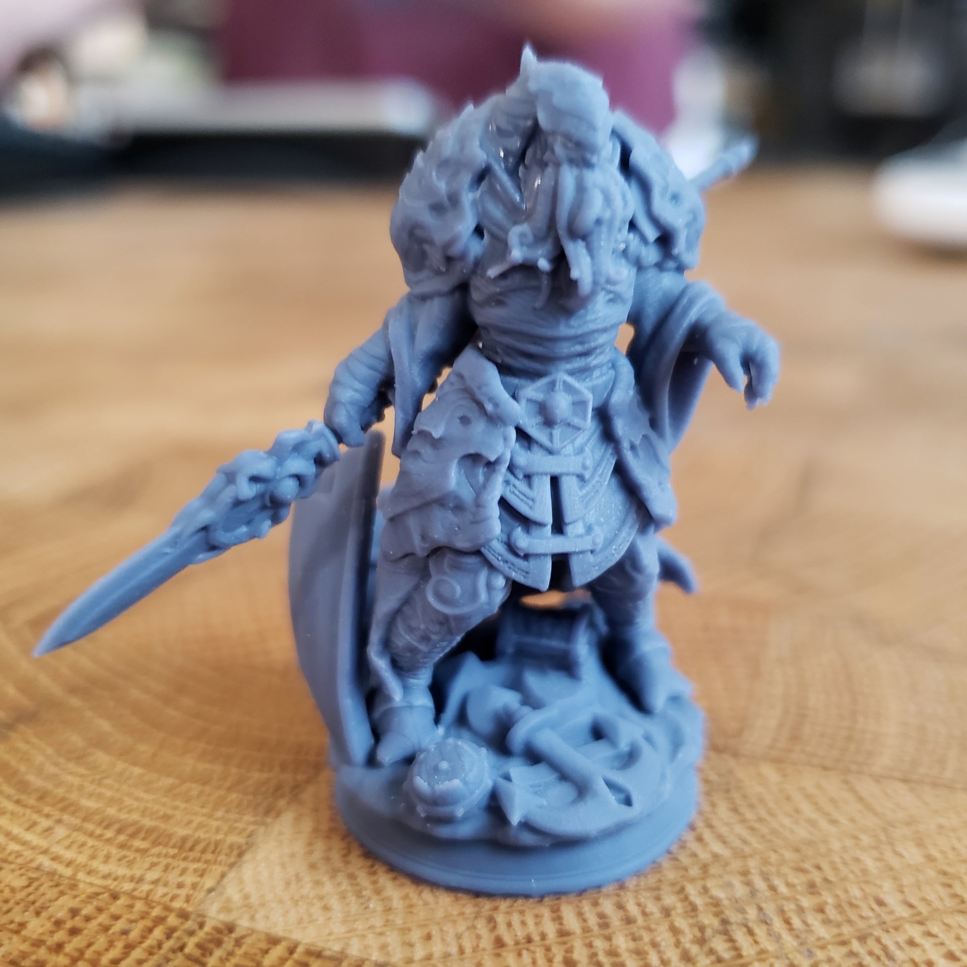 Image shows an example of a 3D printed guard horror gaming miniature printed in-house at All Systems Go