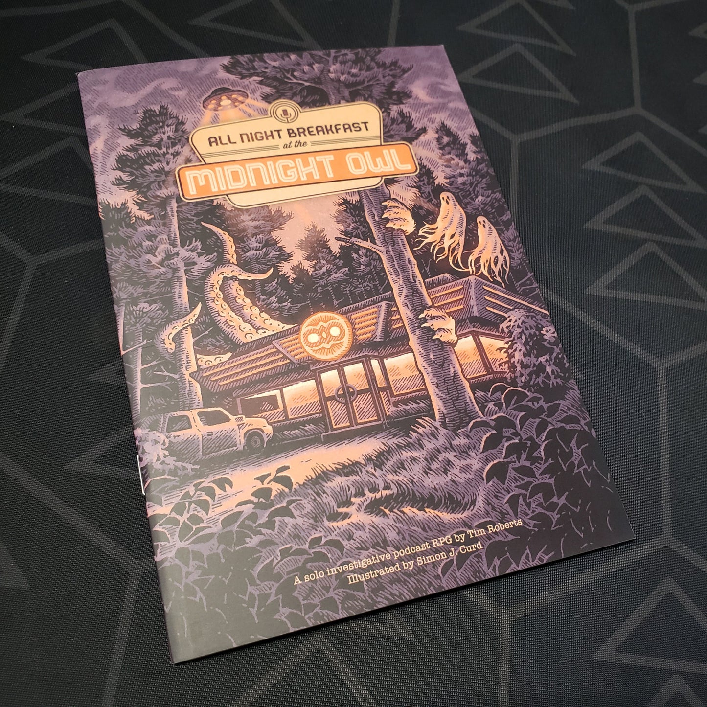 Image shows the front cover of the All Night Breakfast at the Midnight Owl roleplaying game book