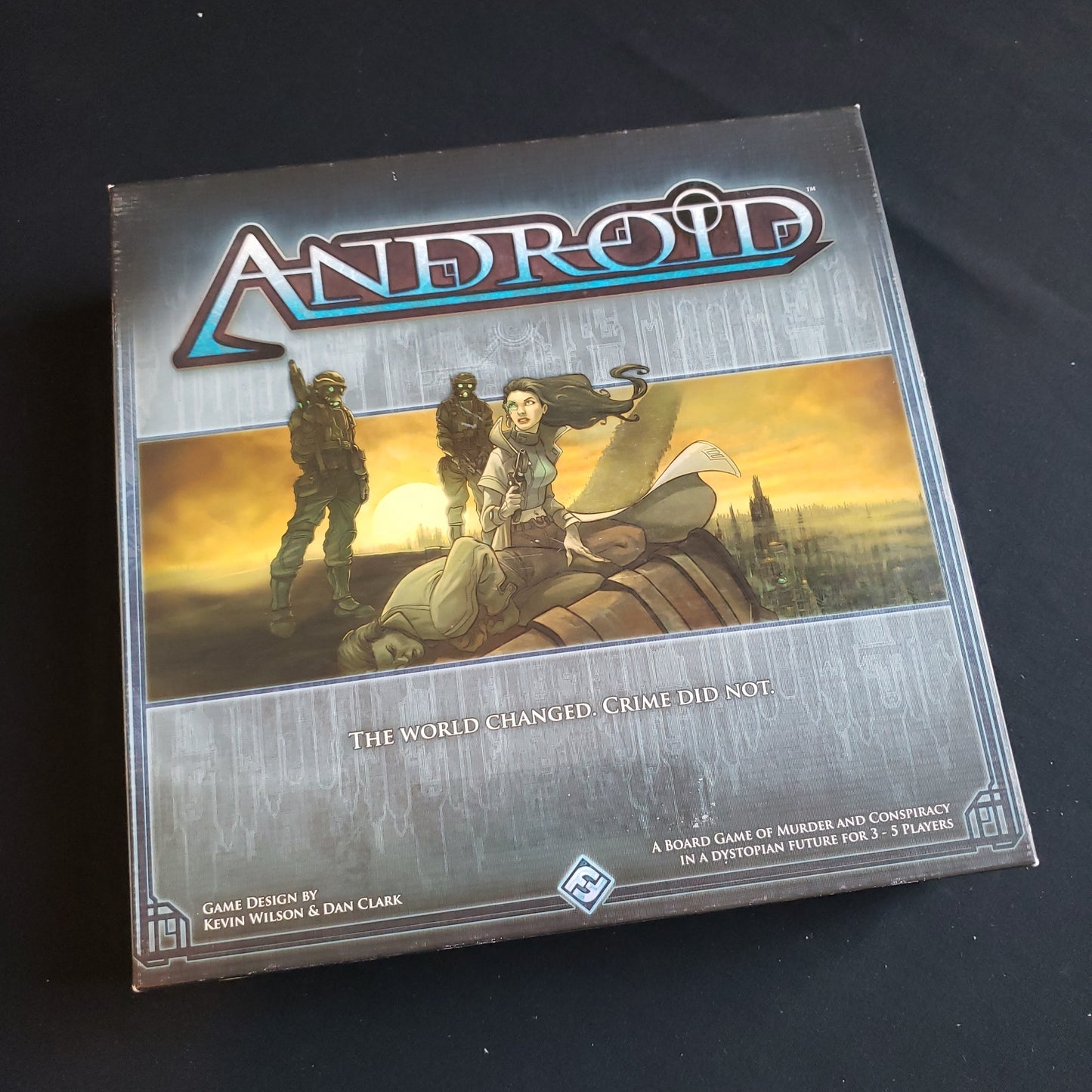 Image shows the front cover of the box of the Android board game