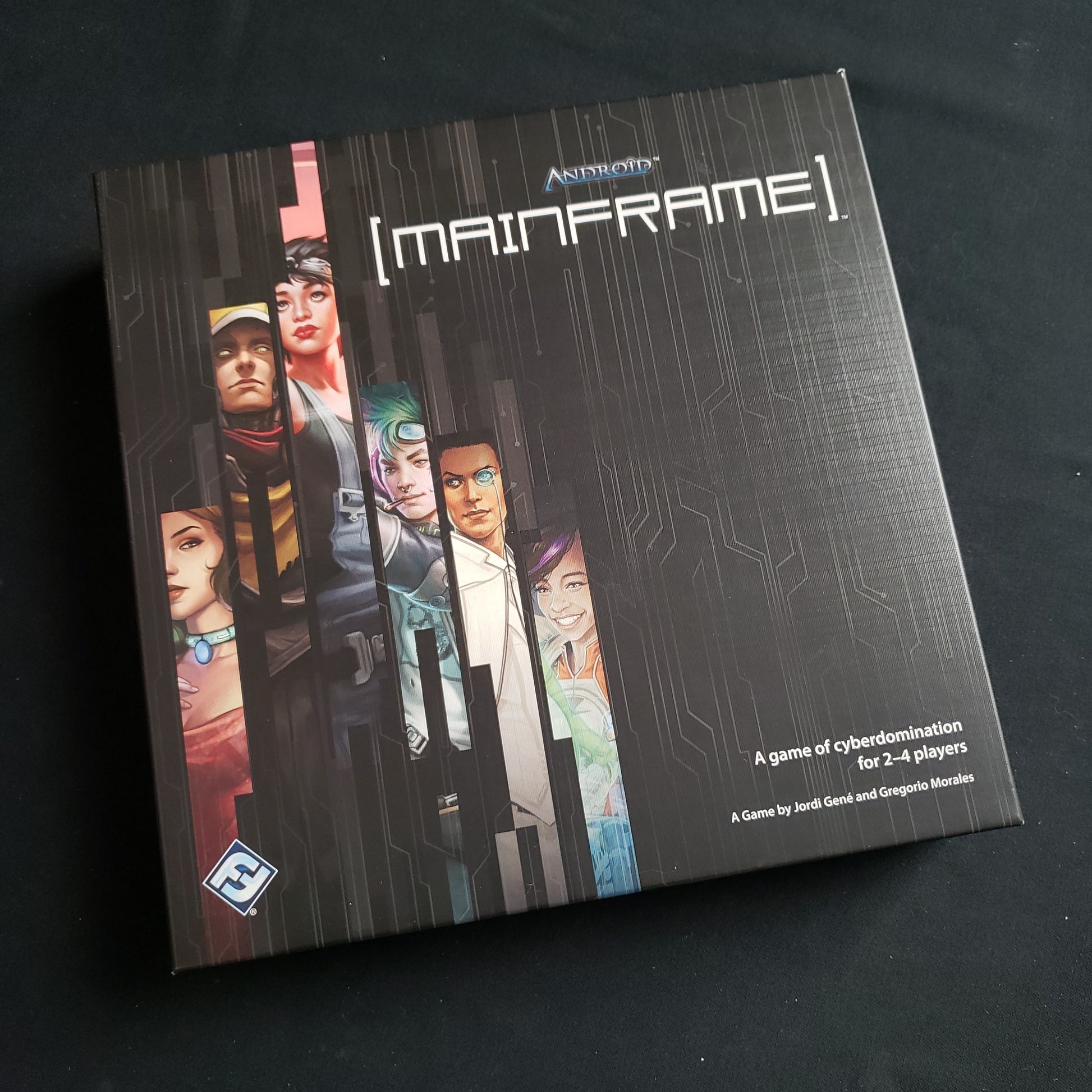 Image shows the front cover of the box of the Android: Mainframe board game