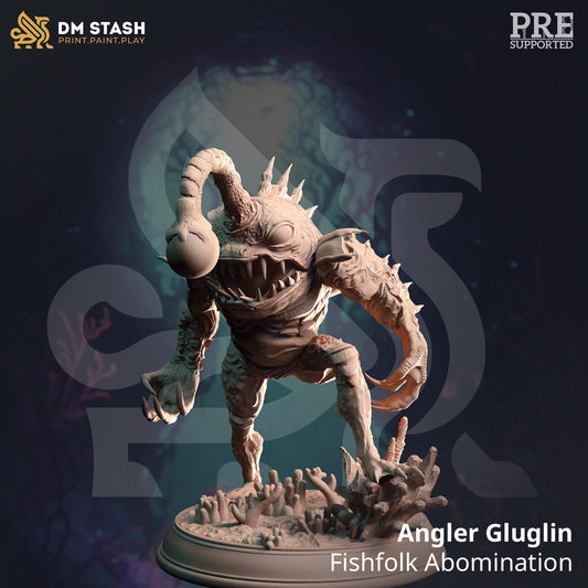 Image shows a 3D render of an angler fish horror gaming miniature
