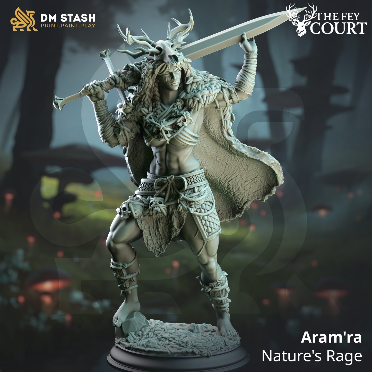 Image shows a 3D render of a goliath barbarian gaming miniature.