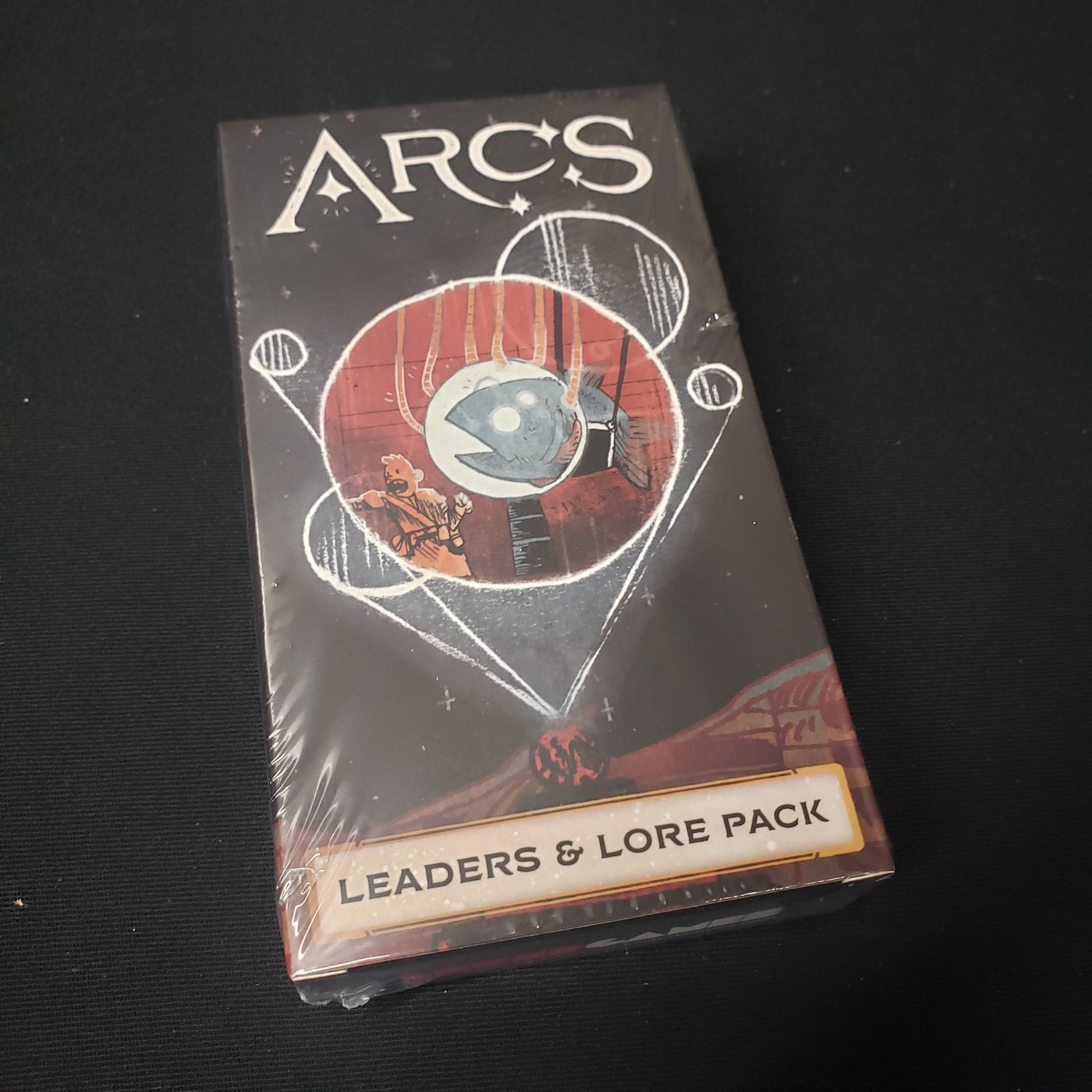 Image shows the front of the box for the Leaders & Lore expansion for the board game Arcs