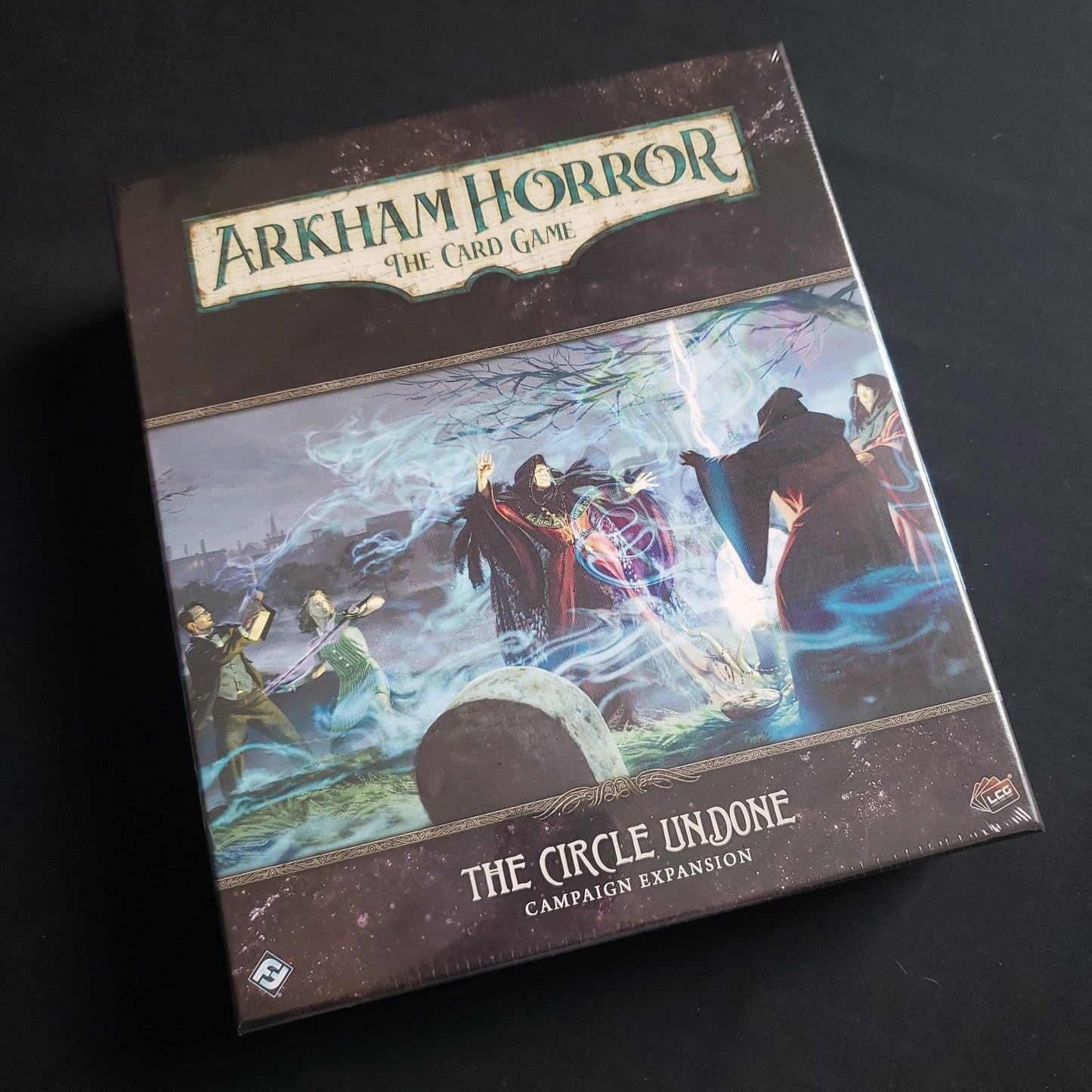 Image shows the front of the package for the Circle Undone Campaign Expansion for the Arkham Horror card game