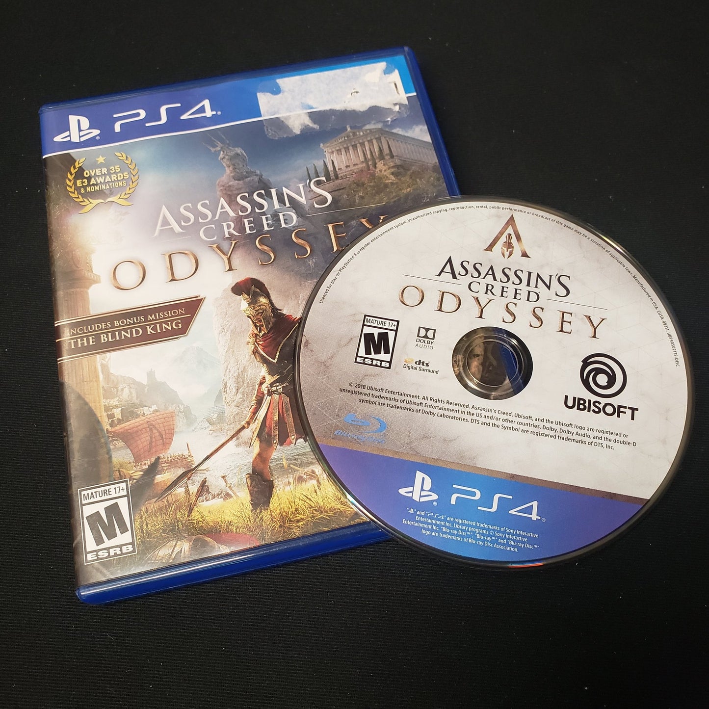 Image shows the case & disc for the video game Assassin's Creed: Odyssey for Playstation 4