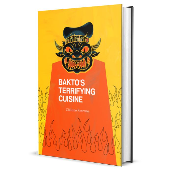 Image shows the front cover of the Bakto's Terrifying Cuisine roleplaying game book