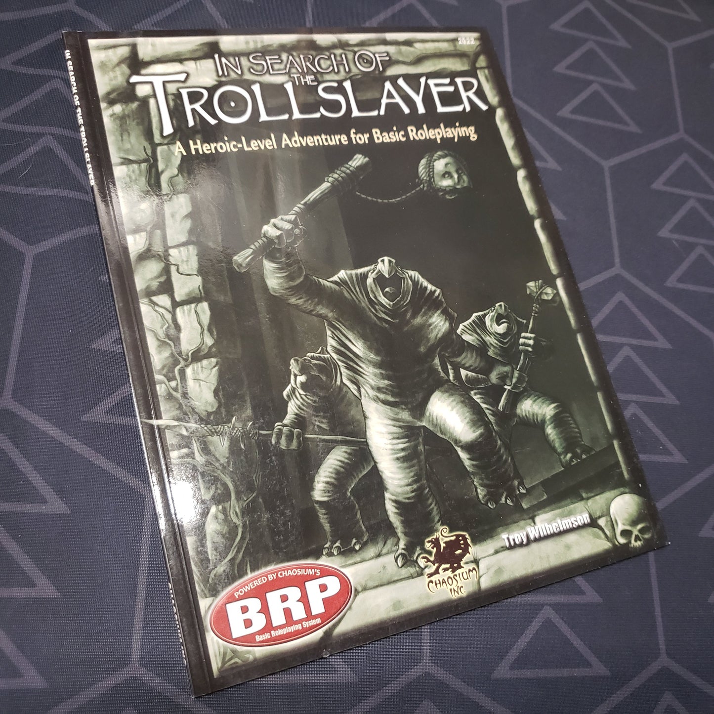 Image shows the front cover of the In Search of the Trollslayer book for the roleplaying game Basic Roleplaying