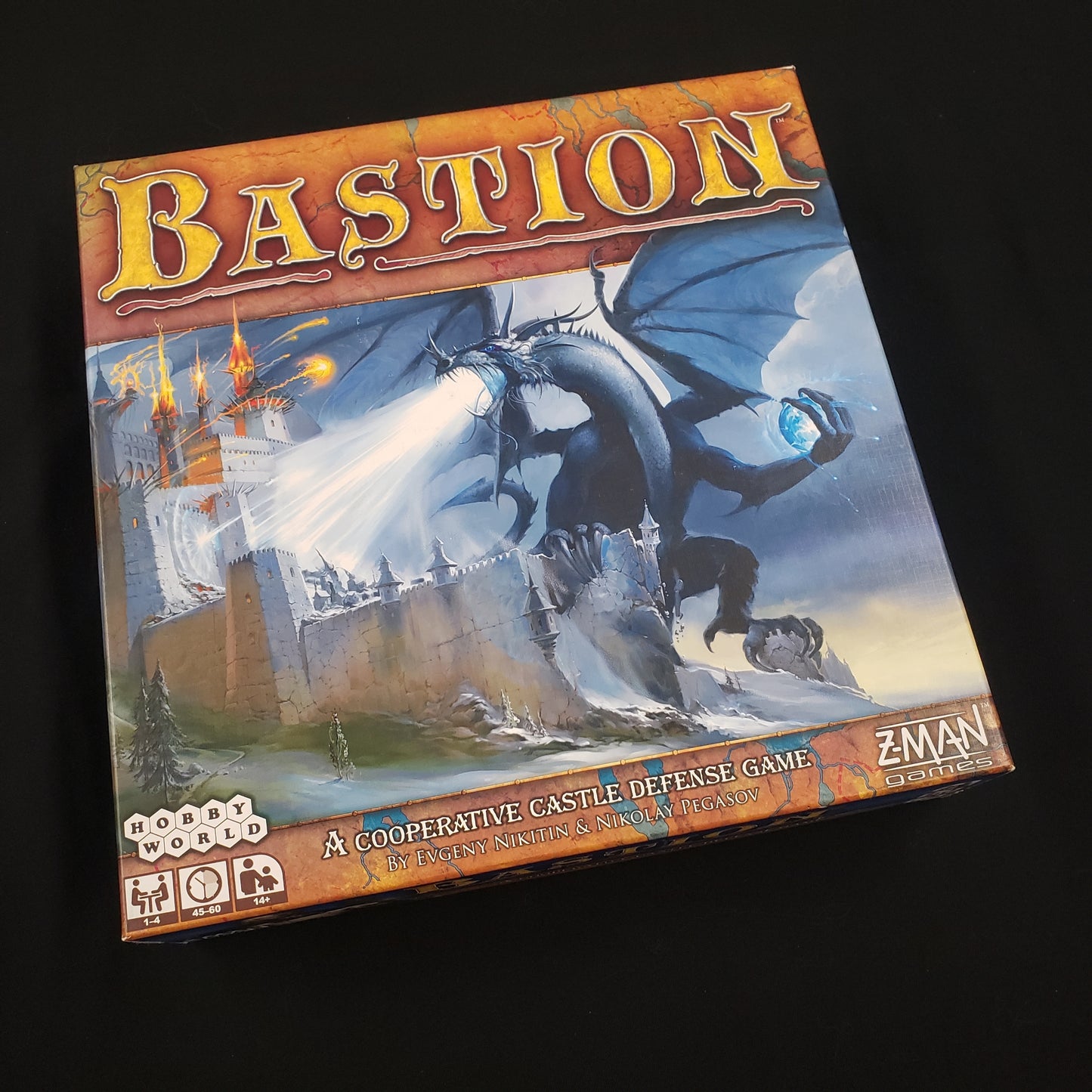 Image shows the front cover of the box of the Bastion board game