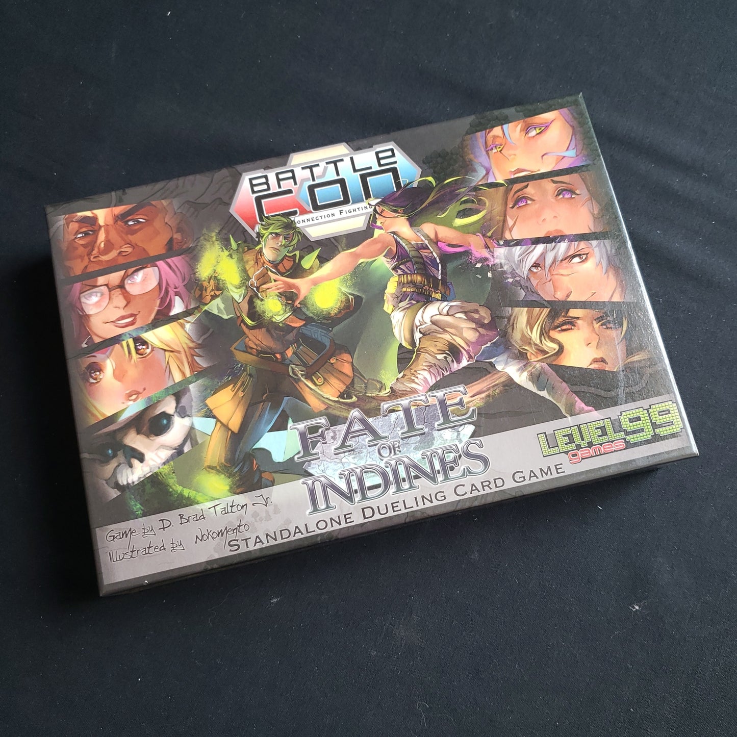 Image shows the front cover of the box of the BattleCON: Fate of Indines board game