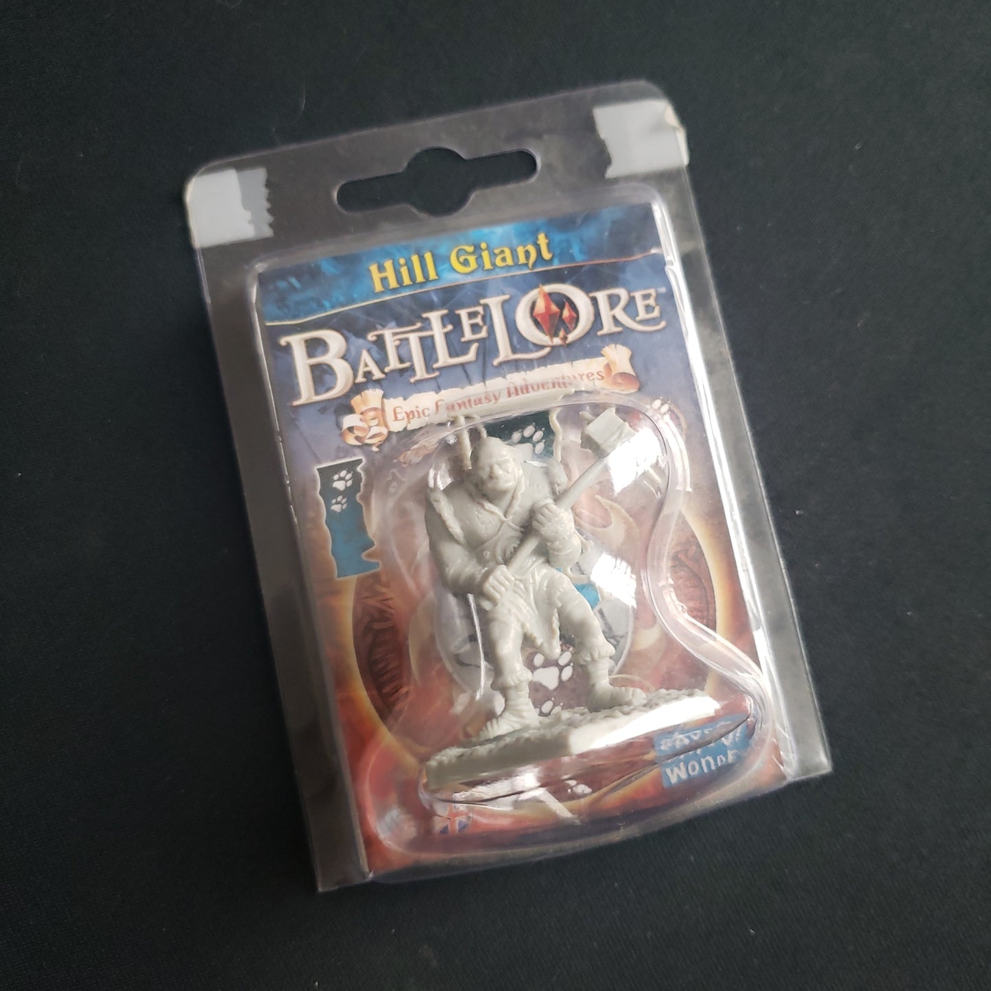 Image shows the front of the package for the Hill Giant promo expansion for the board game Battlelore