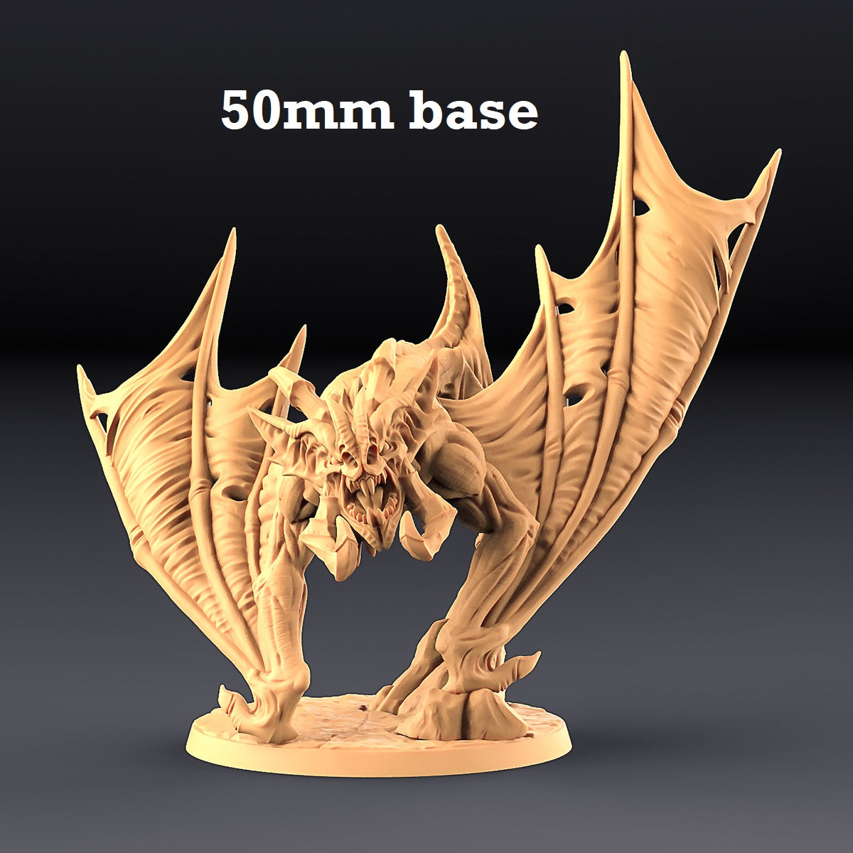 Image shows a 3D render of a large vampire bat gaming miniature