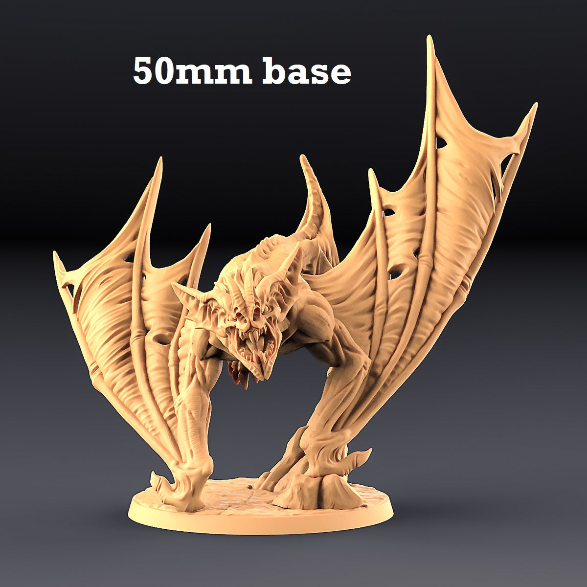 Image shows a 3D render of a large vampire bat gaming miniature