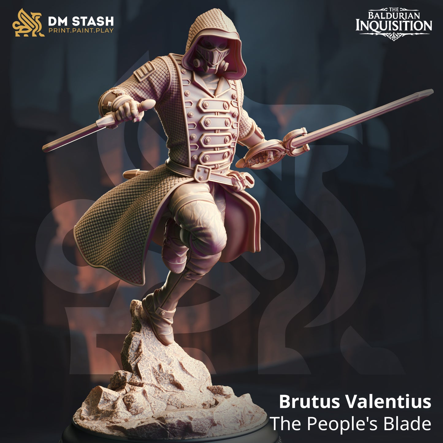 Image shows a 3D render of a human assassin gaming miniature.