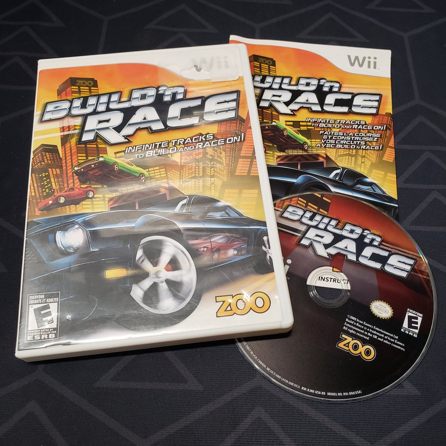 Image shows the case, manual and disc for the video game Build 'N Race for Nintendo Wii