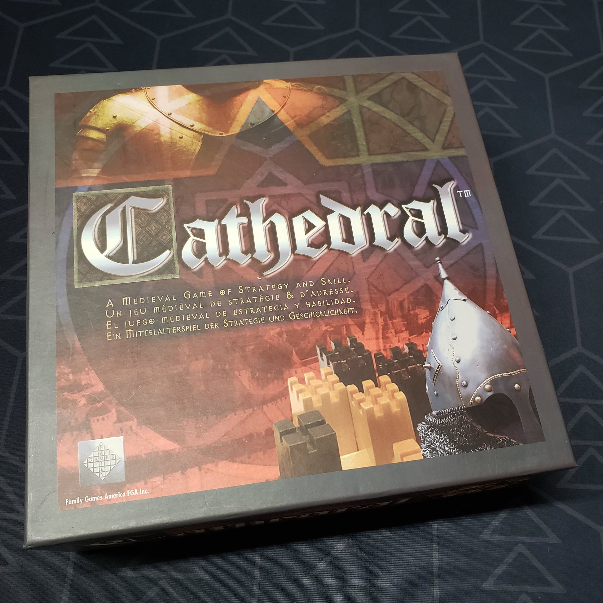 Image shows the front cover of the box for the Cathedral board game
