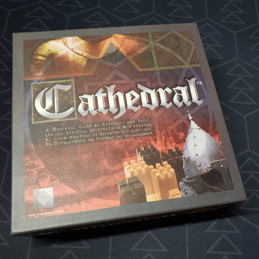 Image shows the front cover of the box for the Cathedral board game
