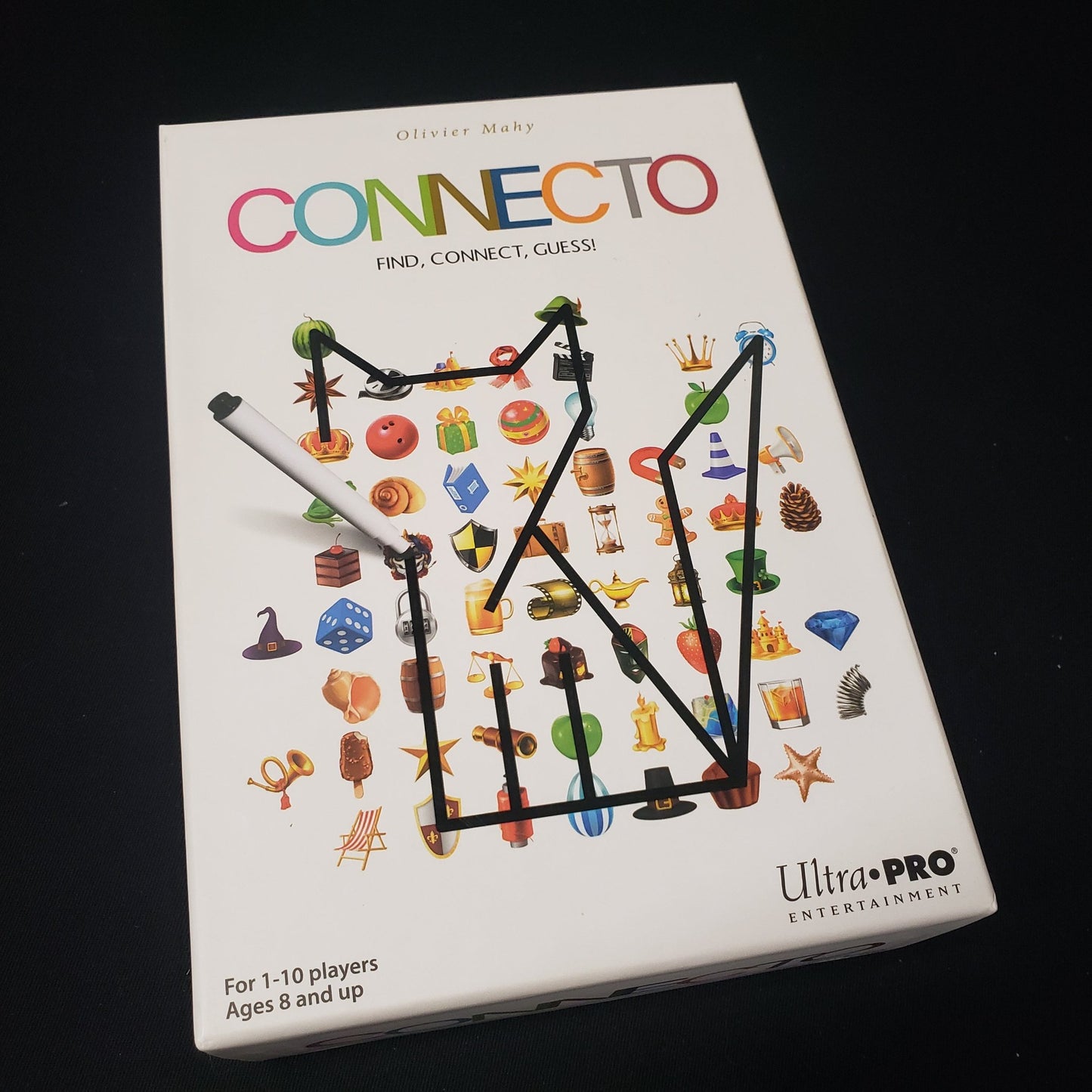 Image shows the front cover of the box of the Connecto board game