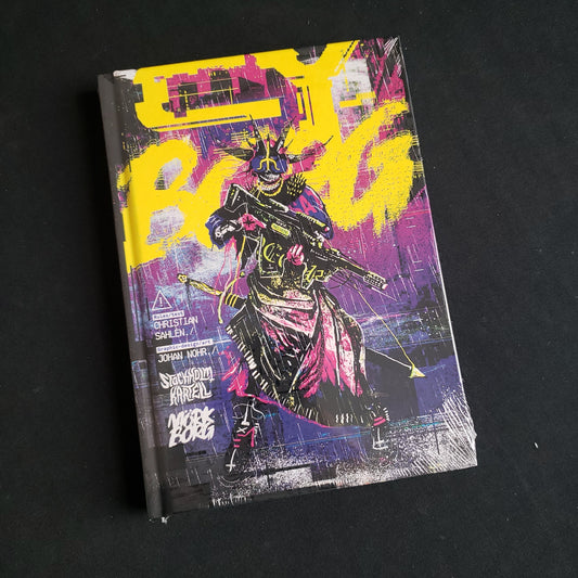 Image shows the front cover of the CY_BORG roleplaying game book