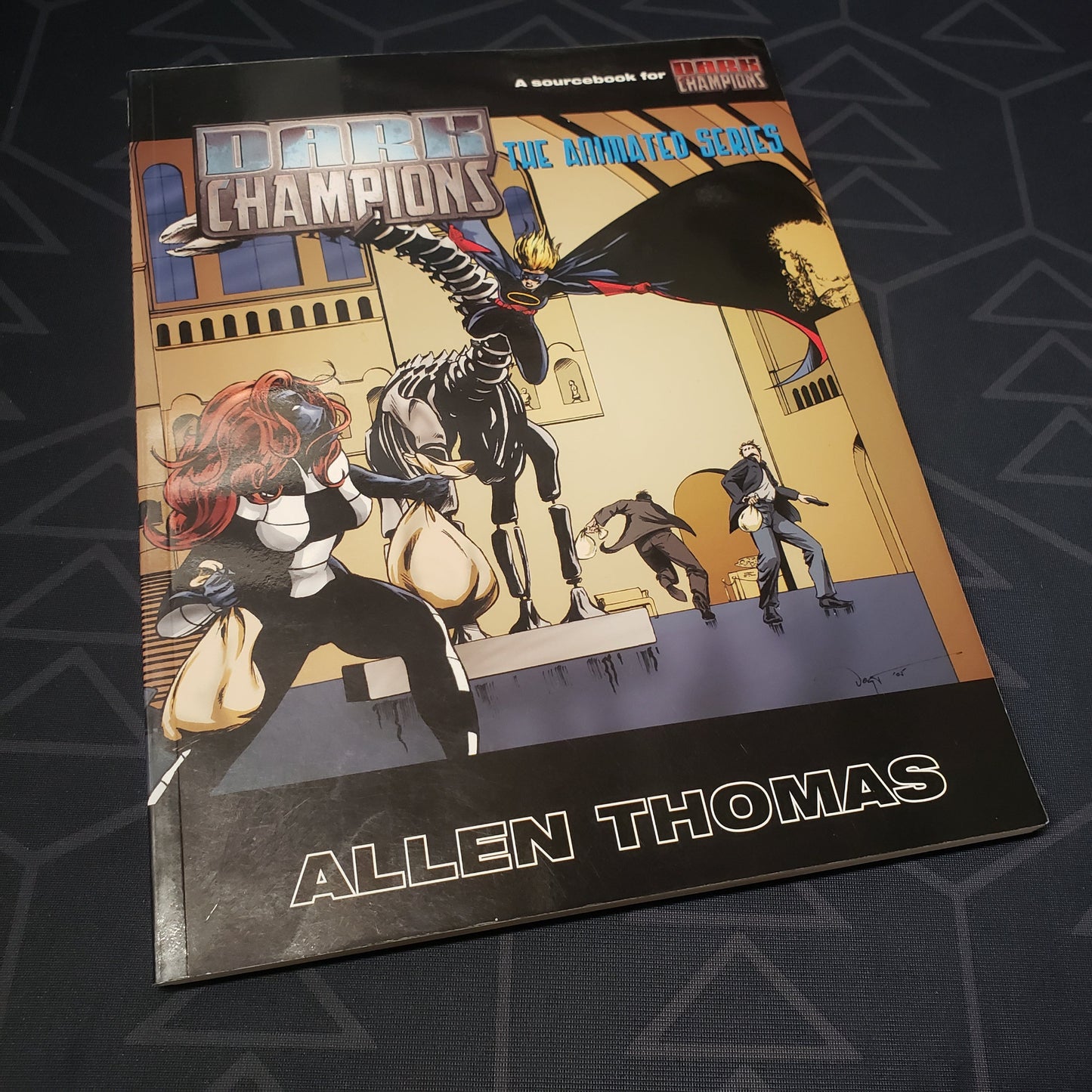 Image shows the front cover of the Animated Series book for the roleplaying game Dark Champions
