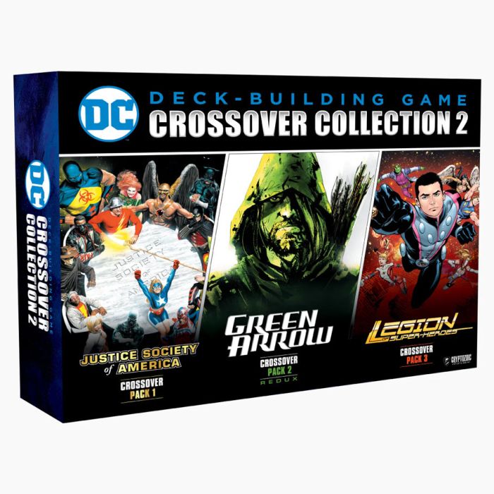 Image shows the front cover of the box of the Crossover Collection 2 expansion for the DC Comics Deckbuilding Game