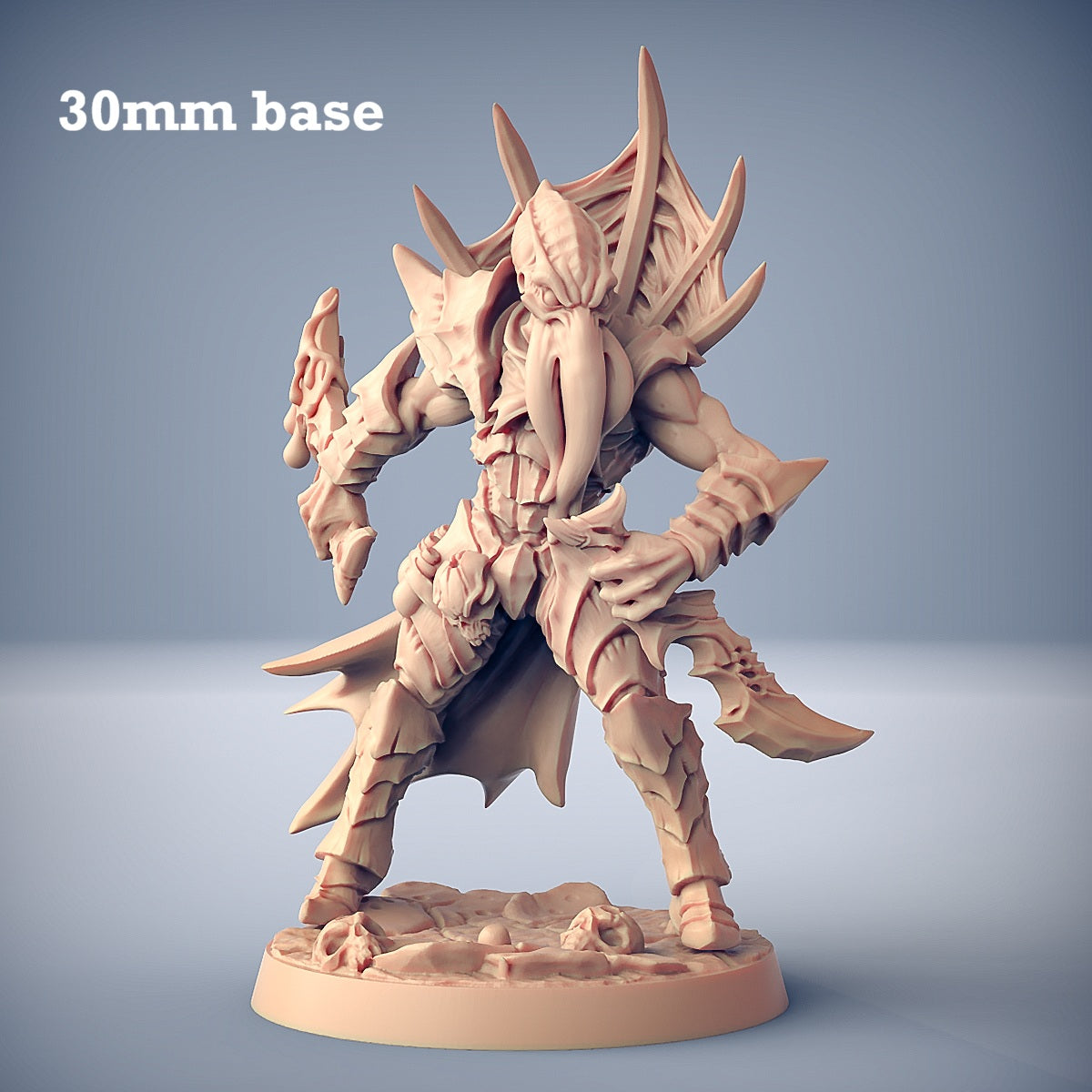 Image shows a 3D render of a mindflayer assassin gaming miniature.