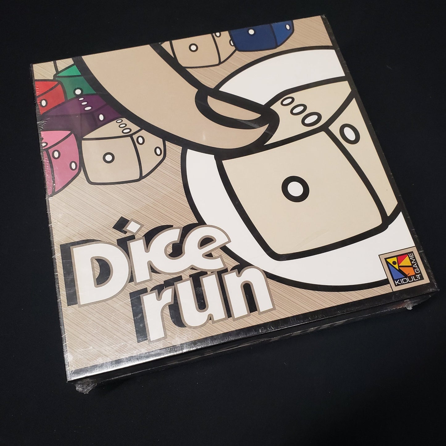 Image shows the front cover of the box of the Dice Run board game