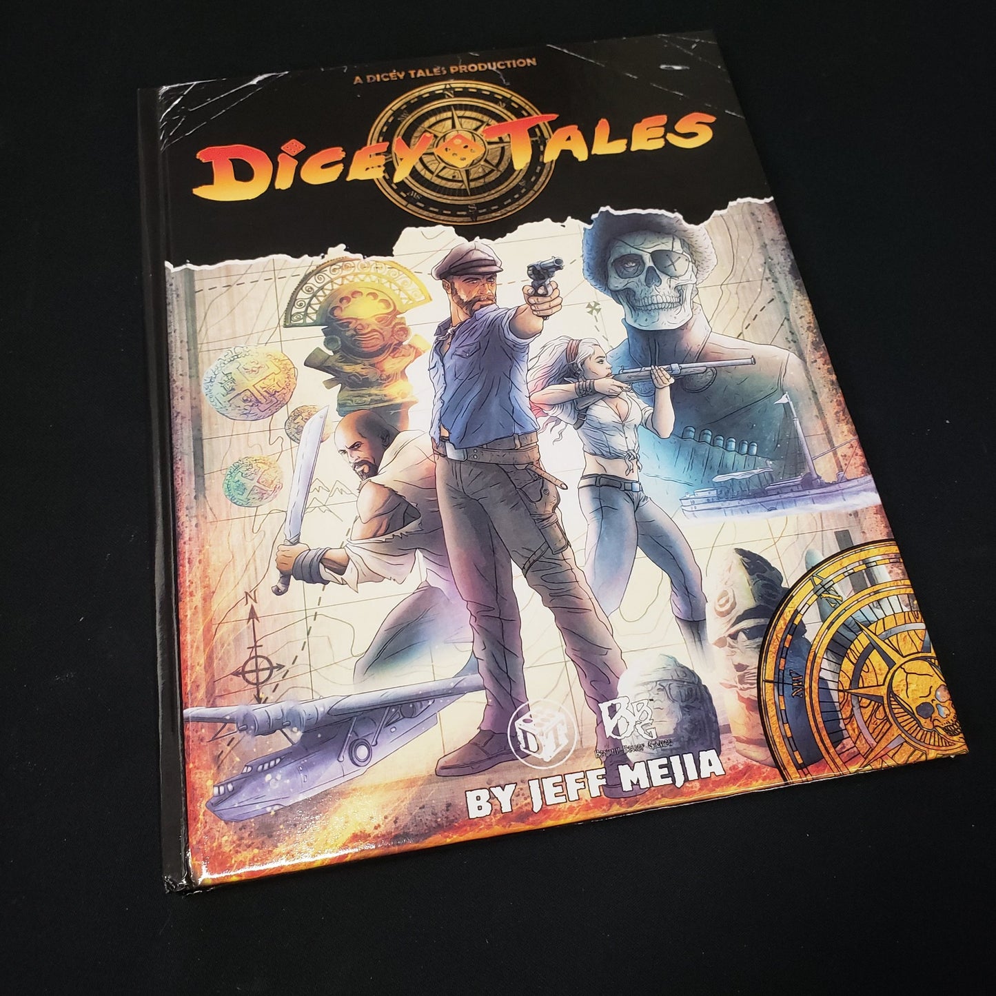 Image shows the front cover of the core rulebook for the roleplaying game Dicey Tales