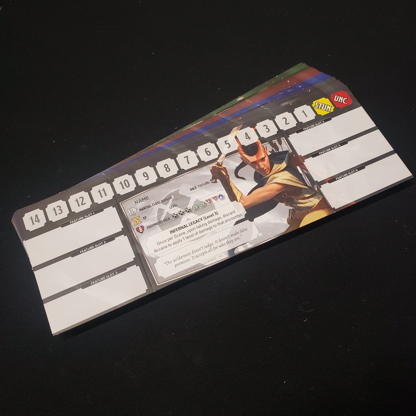 Image shows the cards for the Heroes of the Sword Coast character expansion for the card game Dragonfire