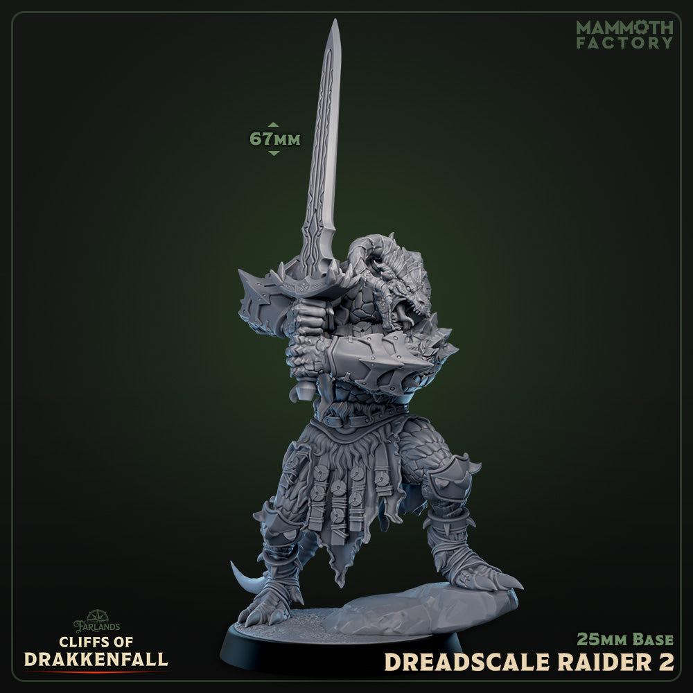 Image shows a 3D render of a dragonborn barbarian gaming miniature