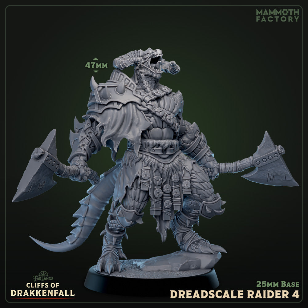 Image shows a 3D render of a dragonborn barbarian gaming miniature.
