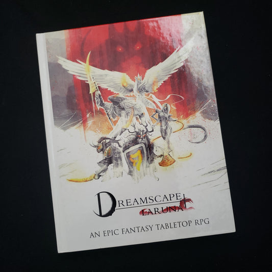 Image shows the front cover of the core rulebook for the Dreamscape Laruna roleplaying game