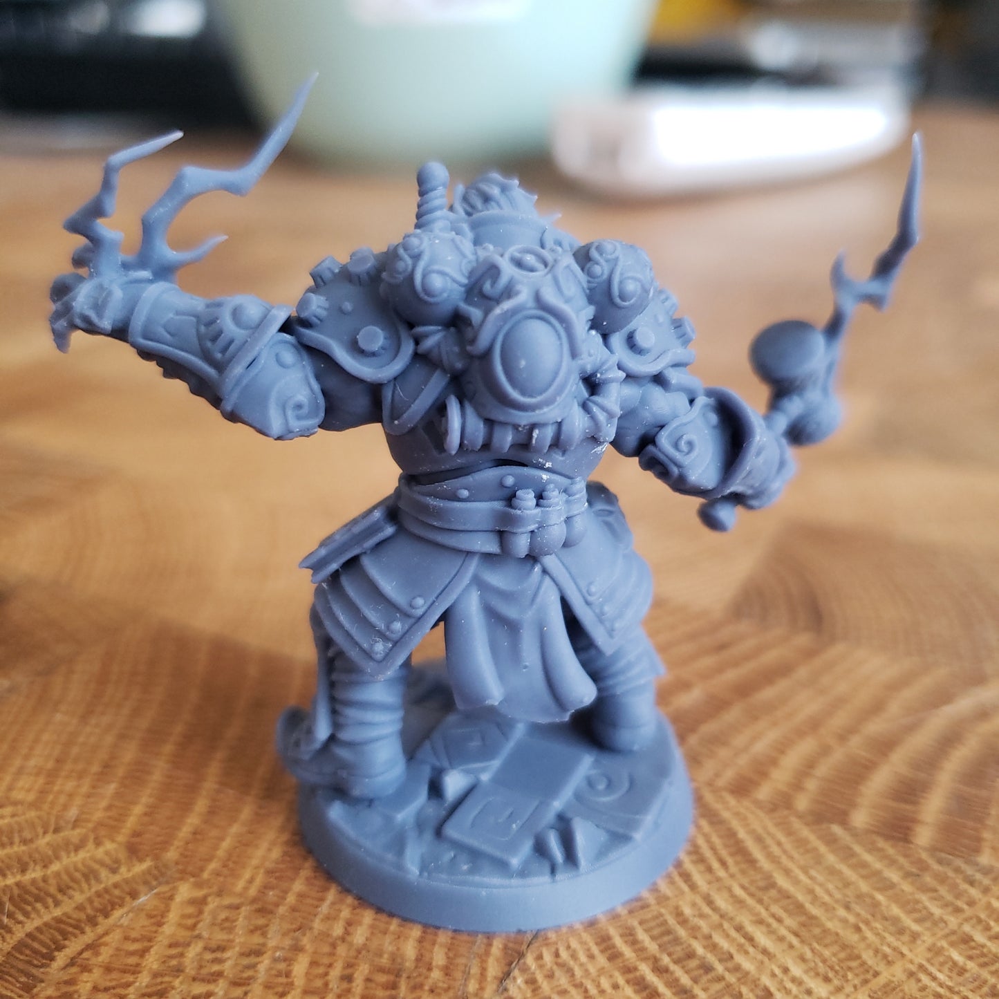 Image shows an example of a 3D printed bugbear sorcerer gaming miniature printed in-house at All Systems Go