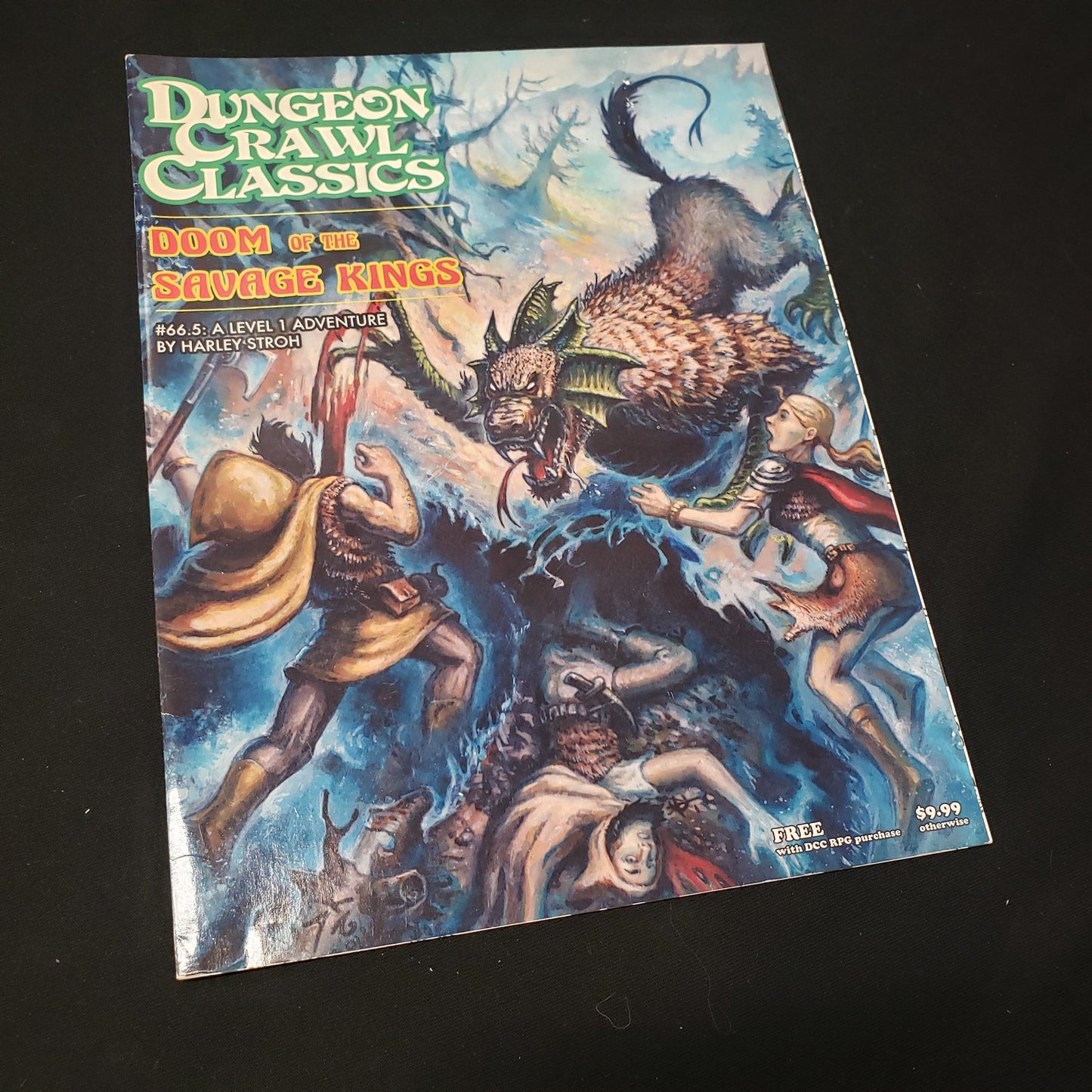Image shows the front cover of the Doom of the Savage Kings book for the roleplaying game Dungeon Crawl Classics