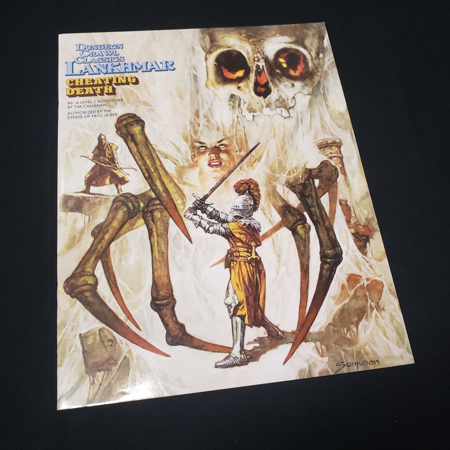 Image shows the front cover of the Lankhmar: Cheating Death book for the roleplaying game Dungeon Crawl Classics