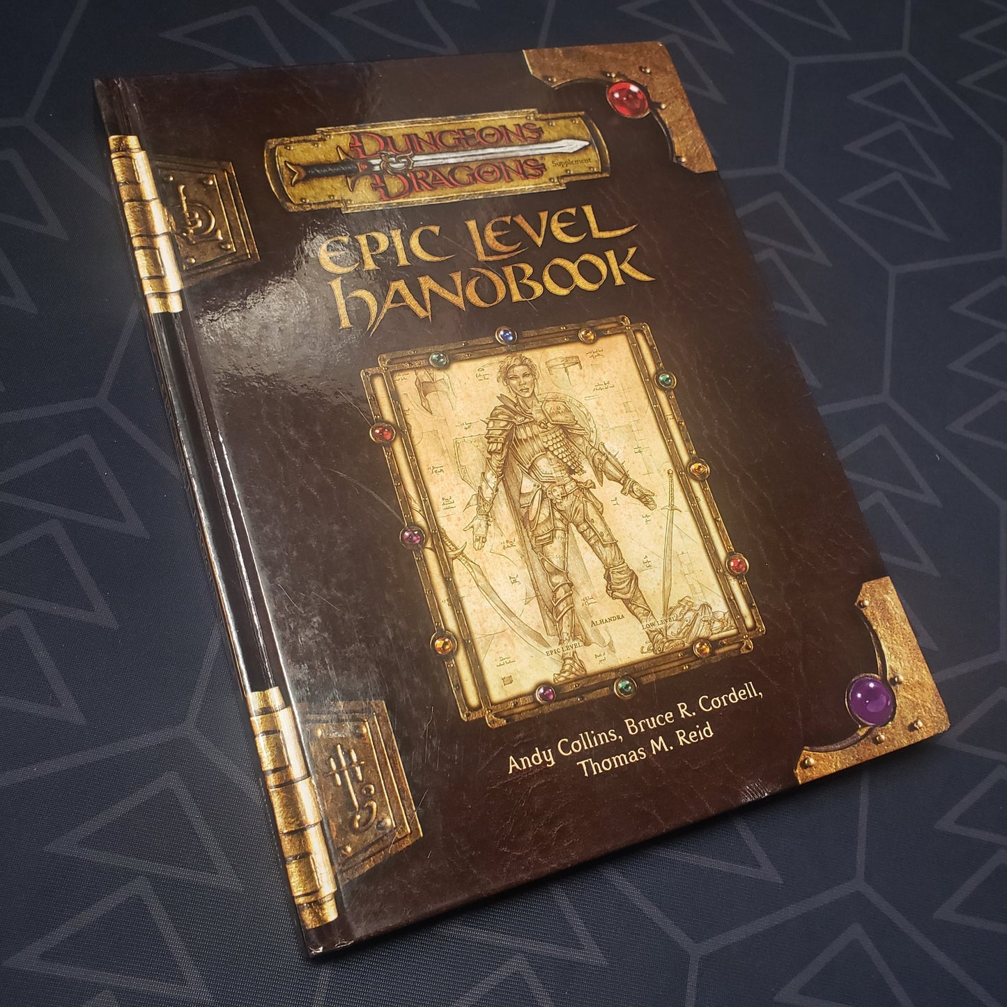 Image shows the front cover of the Epic Level Handbook for the roleplaying game Dungeons & Dragons: Third Edition