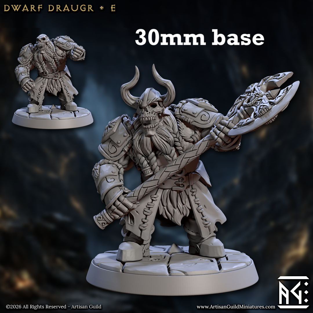 Image shows 3D renders of two sculpt options for a dwarf zombie gaming miniature.