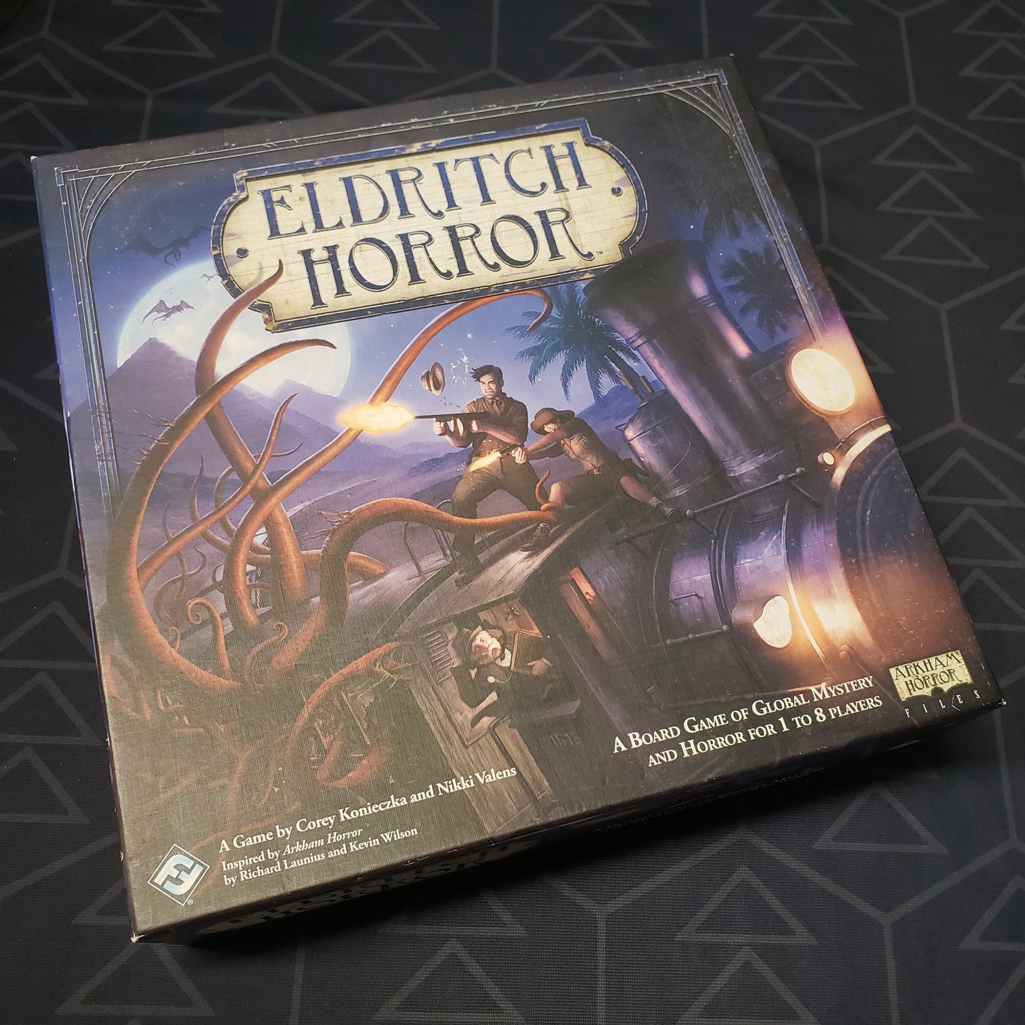 Image shows the front cover of the box of the Eldritch Horror board game