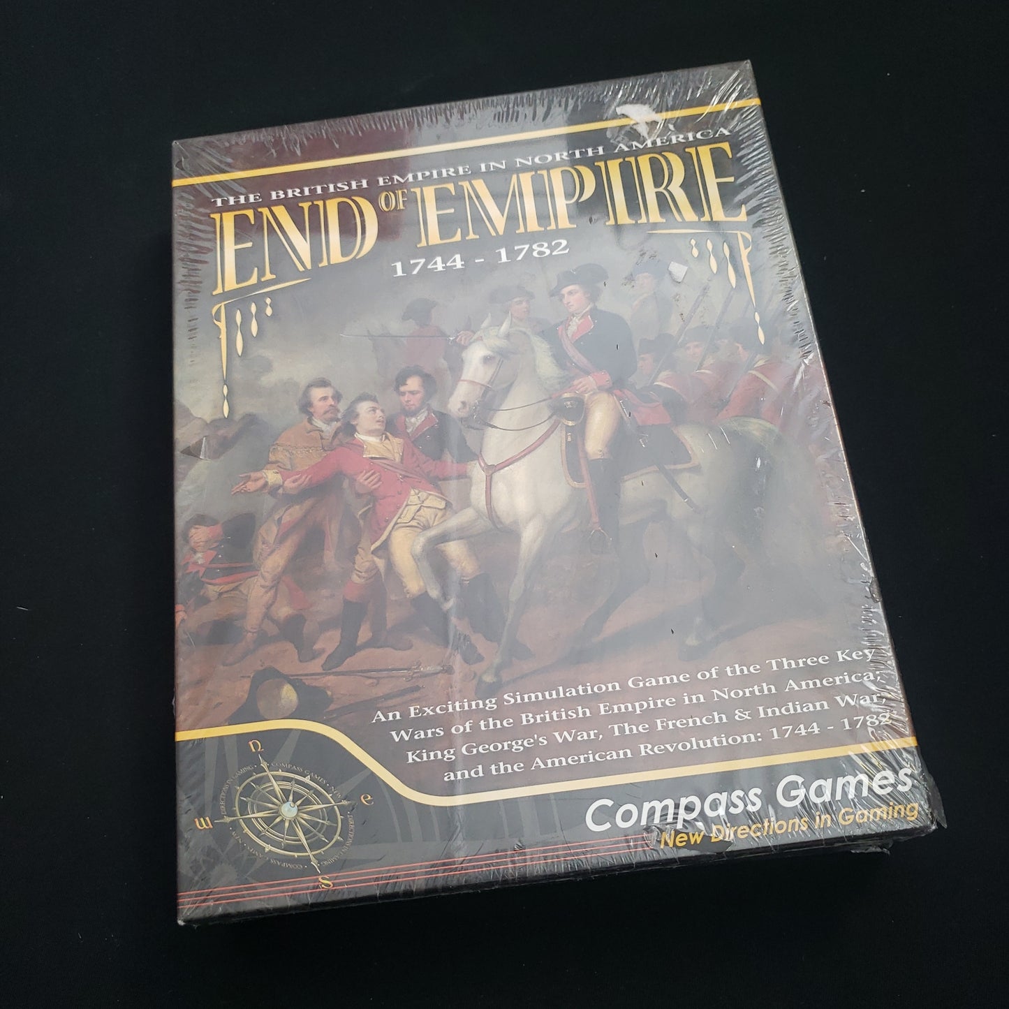 Image shows the front cover of the box of the End of Empire: 1744-1782 board game