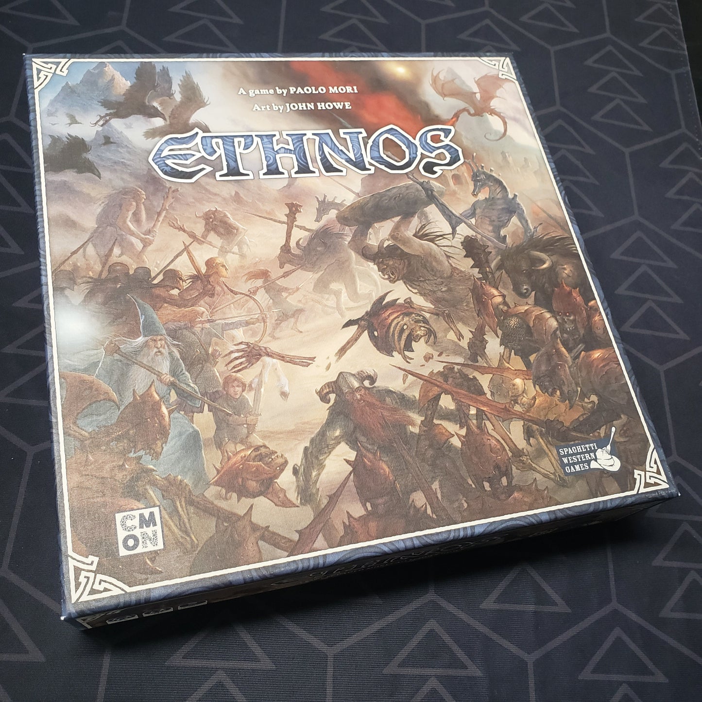 Image shows the front cover of the box of the Ethnos board game