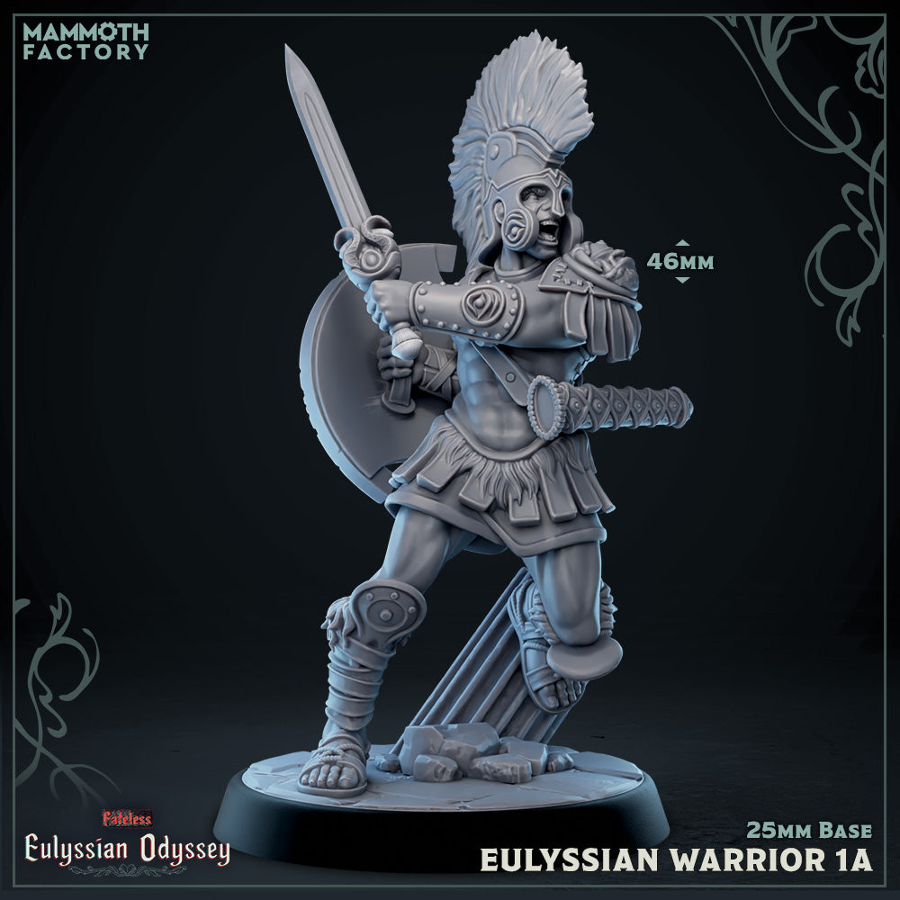 Image shows a 3D render of a ancient Greek soldier gaming miniature.